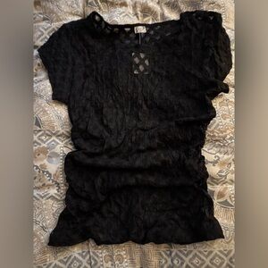 NWT Free People Sheer Lace Tee Size L